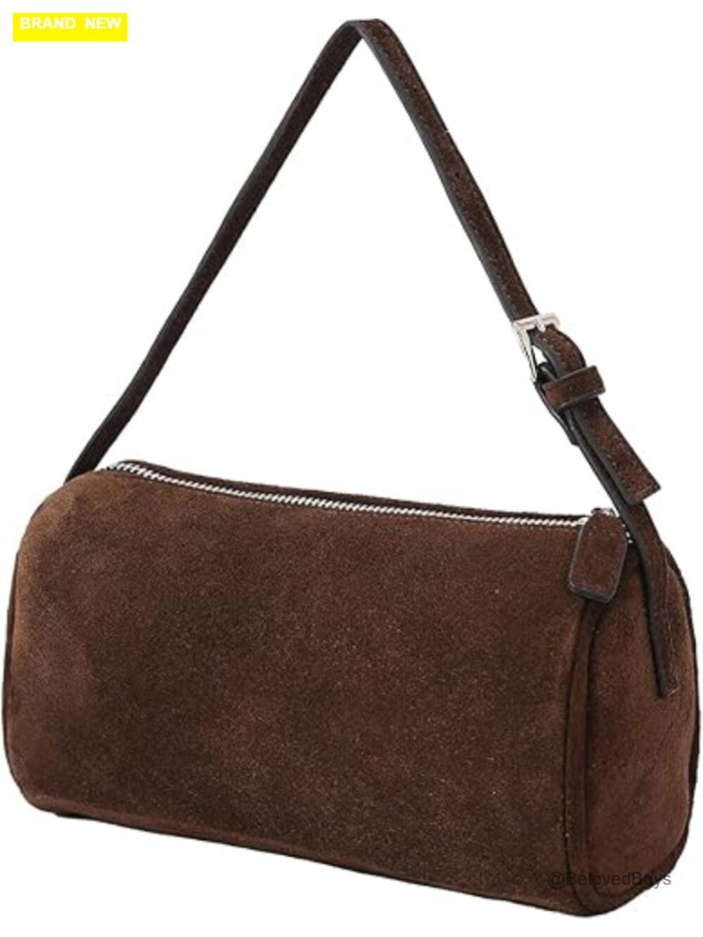 Genuine Leather Small Barrel Hobo Crossbody Bag with Adjustable Strap Top